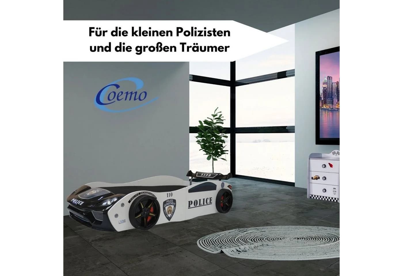 Coemo Autobett V2 POLICE Kinderbett mit LED-Beleuchtung - Bild 5