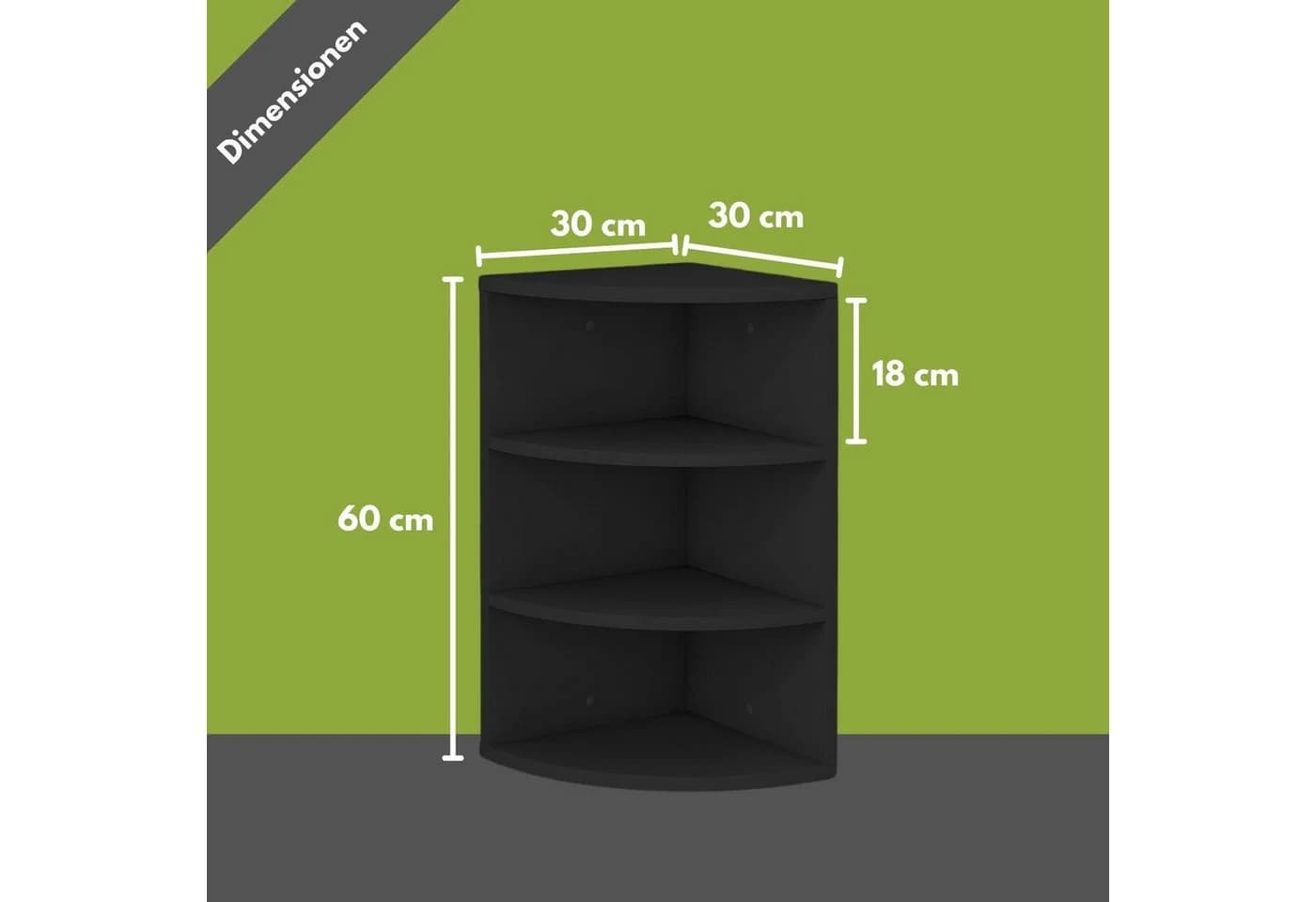 Mein-Regal Eckregal Schwarz 3 Fächer Holzwerkstoff - Bild 5