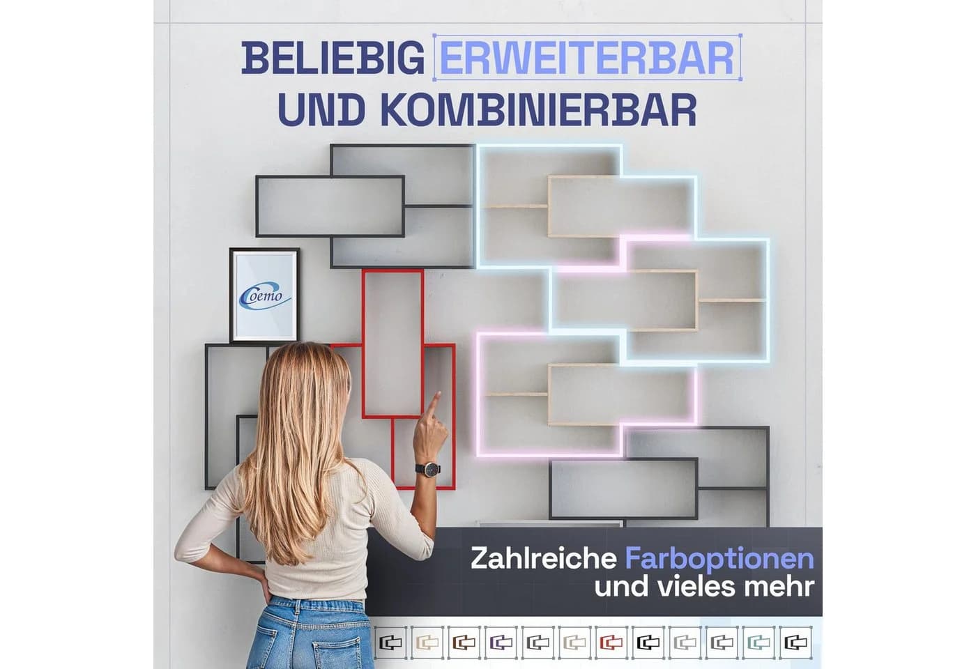 TRAUMMÖBEL Wandregal KARO Modernes Schweberegal in Eiche - Bild 5