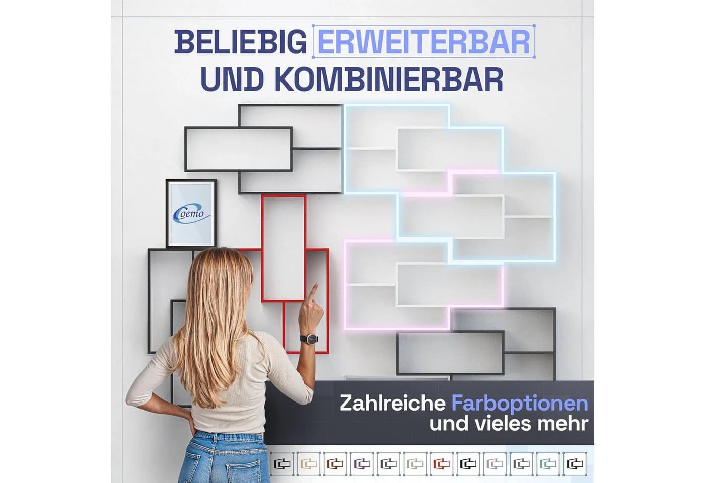 TRAUMMÖBEL Wandregal KARO Modernes Schweberegal Beige - Bild 5