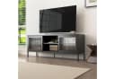 Coemo Sideboard Tokio Schwarz TV-Schrank Metall Glastür Lowboard Fernsehtisch Bild 2