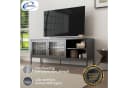 Coemo Sideboard Tokio Schwarz TV-Schrank Metall Glastür Lowboard Fernsehtisch Bild 3