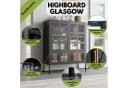 Mein-Regal Highboard GLASGOW Schwarz Metall Vitrine mit Glastüren Bild 1