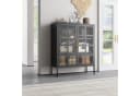 Mein-Regal Highboard GLASGOW Schwarz Metall Vitrine mit Glastüren Bild 2