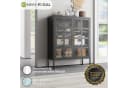 Mein-Regal Highboard GLASGOW Schwarz Metall Vitrine mit Glastüren Bild 3