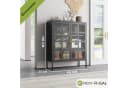 Mein-Regal Highboard GLASGOW Schwarz Metall Vitrine mit Glastüren Bild 4