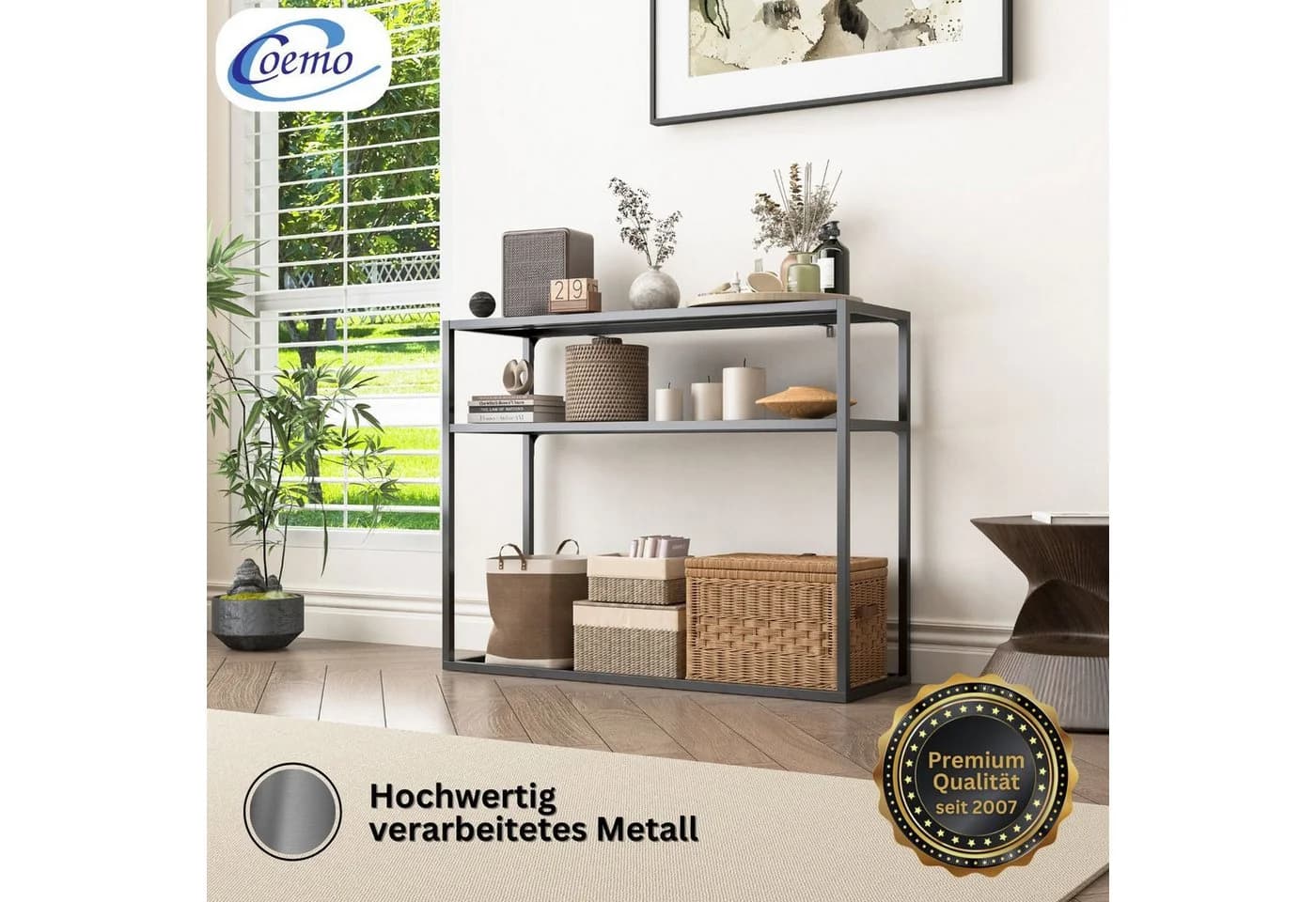 Coemo Konsolentisch CHICAGO Schwarz Metall 2 Ebenen - Bild 3
