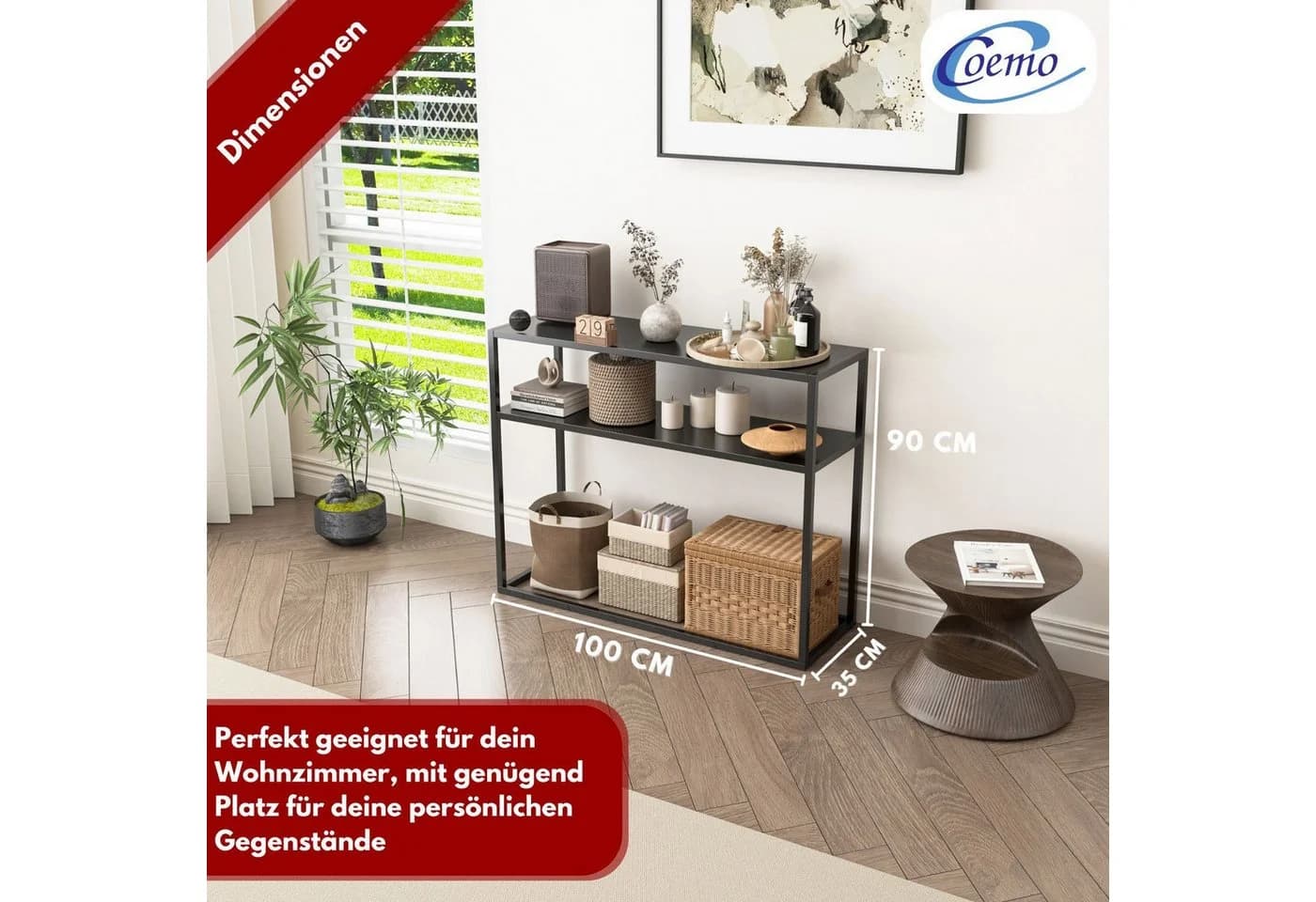 Coemo Konsolentisch CHICAGO Schwarz Metall 2 Ebenen - Bild 4