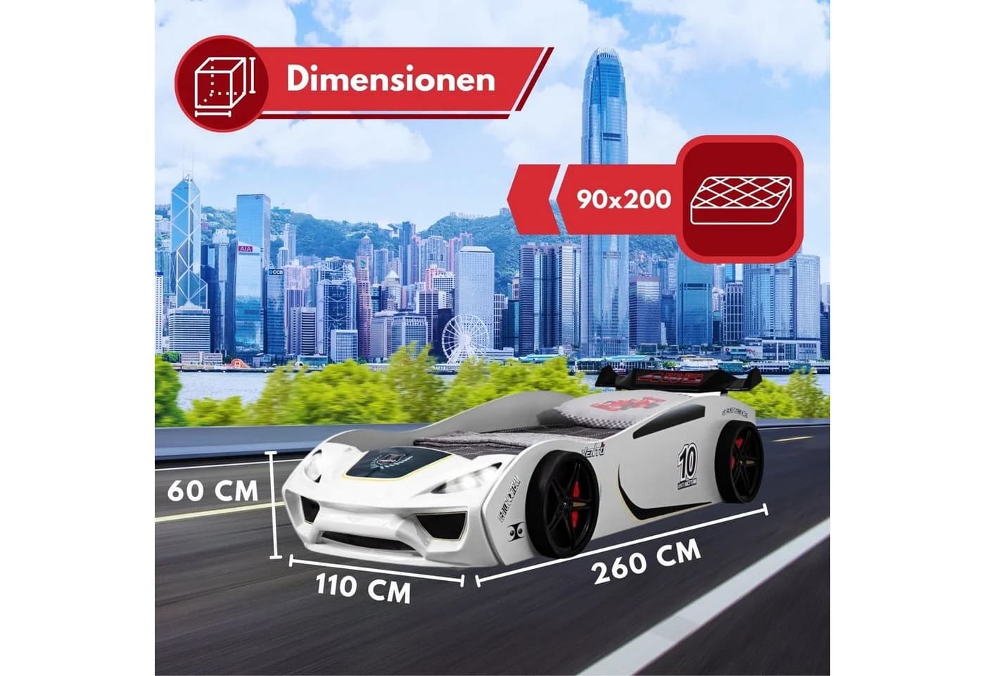 Coemo Autobett VENTO Weiß mit LED-Beleuchtung - Bild 3