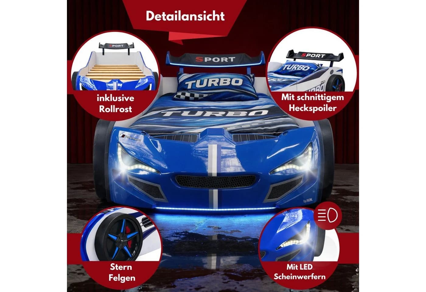 Coemo Autobett GTE Rennwagen mit LED-Beleuchtung und Geräuschen - Bild 5