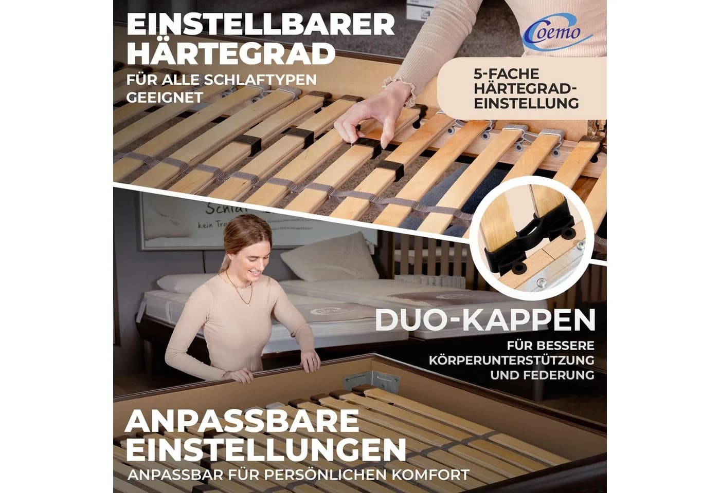 Lattenrost ERGO NV Coemo 7 Zonen 28 Leisten Härtegradverstellung - Bild 4