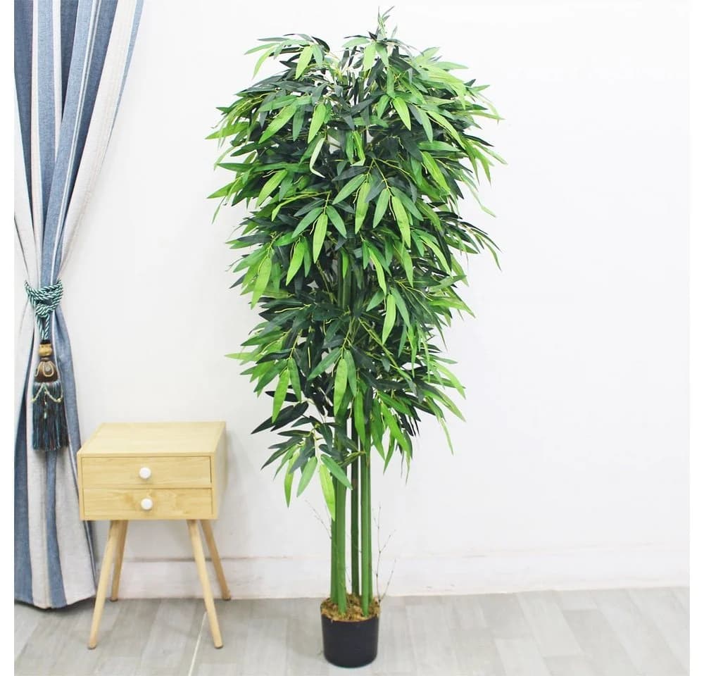 Kunstbambus Groß Kunstpflanze Künstliche Pflanze Kunstbaum Deko Baum 210 cm, Decovego