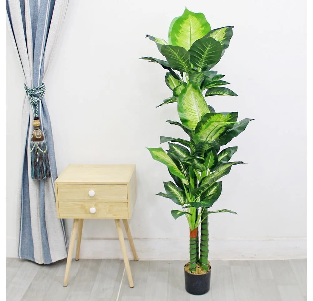 Decovego Kunstbaum Dieffenbachie 130 cm Grün