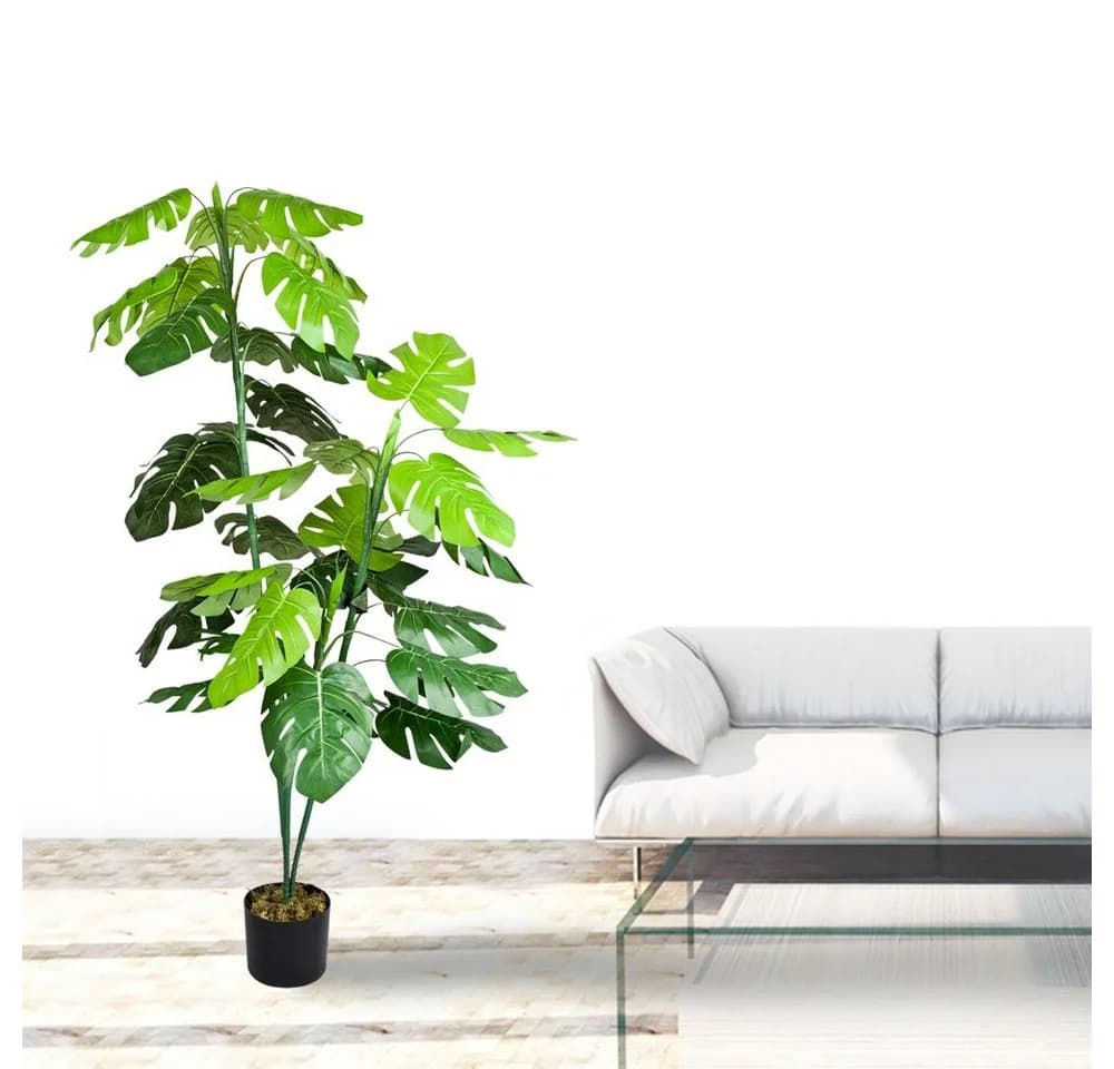 Decovego Kunstbaum Monstera Fensterblatt 140 cm Grün - Bild 3