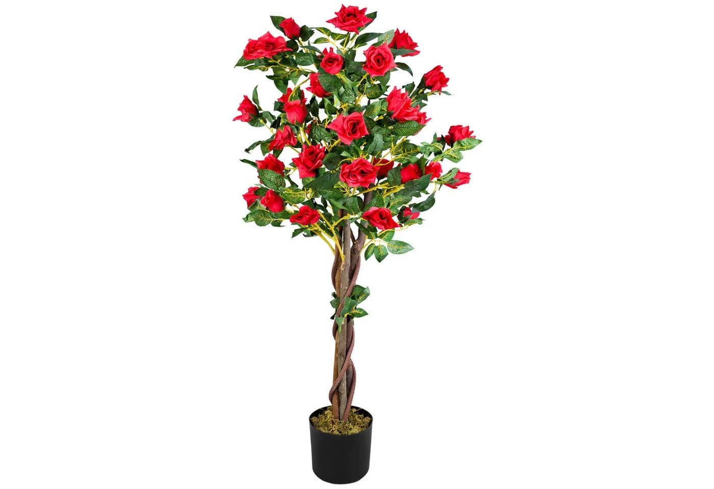 Decovego Kunstblume Rose Rot Echtholz 120 cm - Bild 2