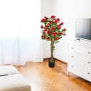 Decovego Kunstblume Rose Rot Echtholz 120 cm Bild 3