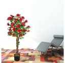 Decovego Kunstblume Rose Rot Echtholz 120 cm Bild 4