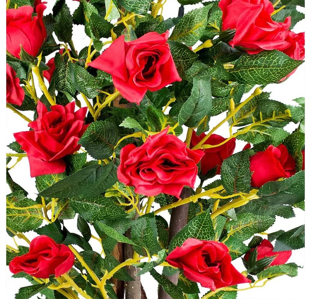 Decovego Kunstblume Rose Rot Echtholz 120 cm - Bild 5