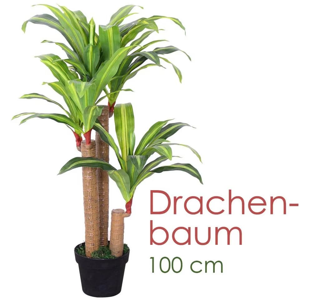 Decovego Drachenbaum Kunstbaum 100 cm mit Topf