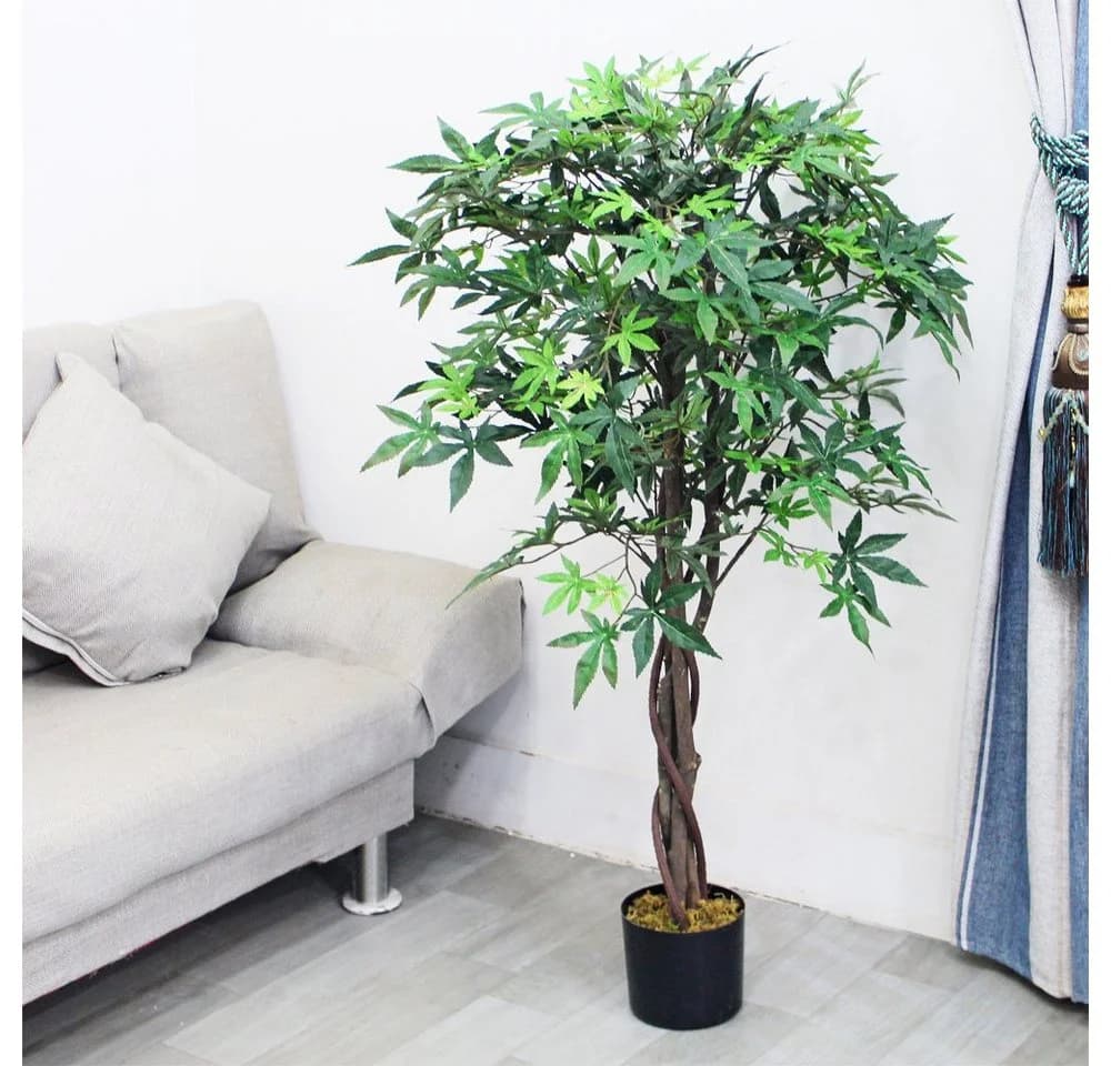 Decovego Kunstbaum Ahorn 120 cm mit Echtholz - Bild 3