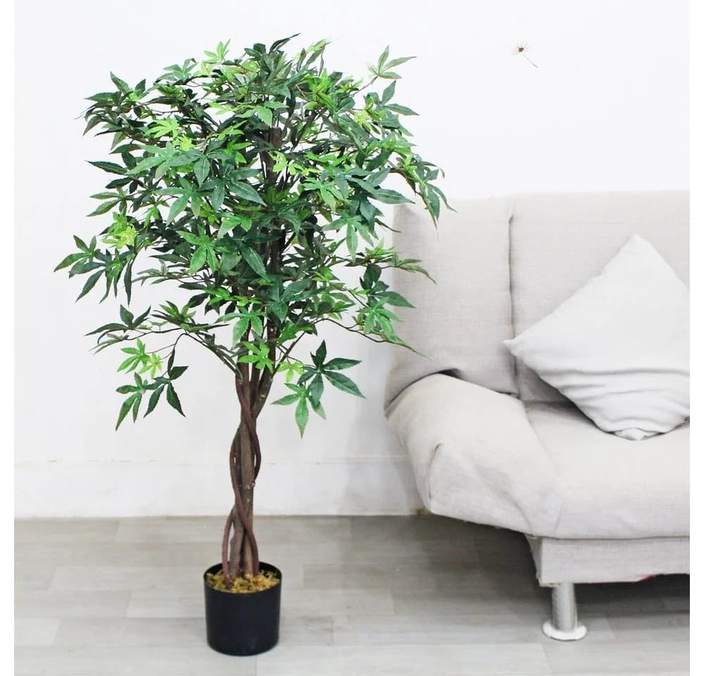 Decovego Kunstbaum Ahorn 120 cm mit Echtholz - Bild 5