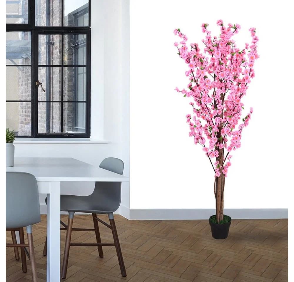 Decovego Kunstbaum Pfirsichbaum 160 cm mit Topf