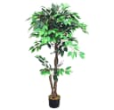 Decovego Kunstbaum Ficus Benjamin 120 cm mit Echtholz Bild 2