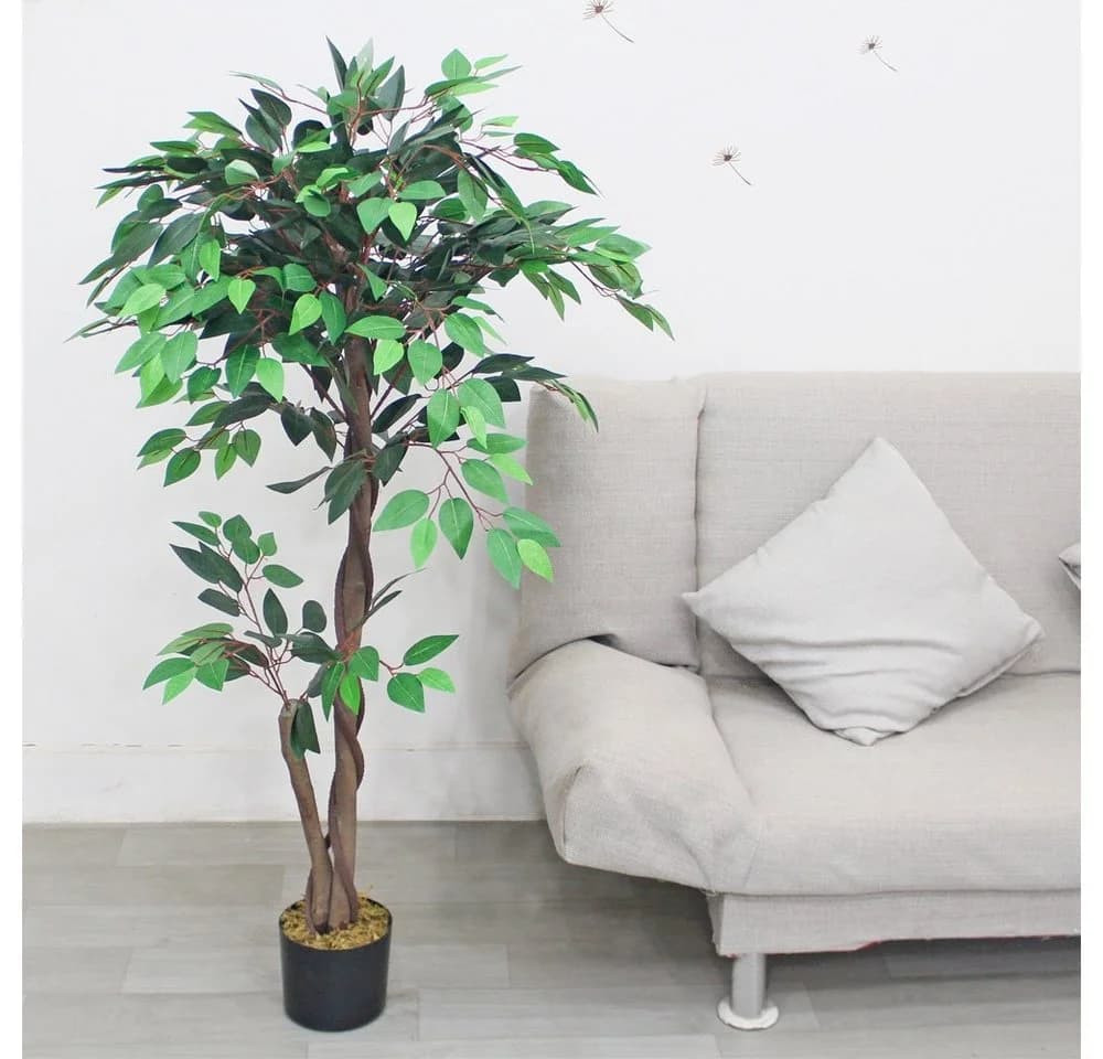 Decovego Kunstbaum Ficus Benjamin 120 cm mit Echtholz - Bild 4