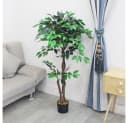 Decovego Kunstbaum Ficus Benjamin 120 cm mit Echtholz Bild 5