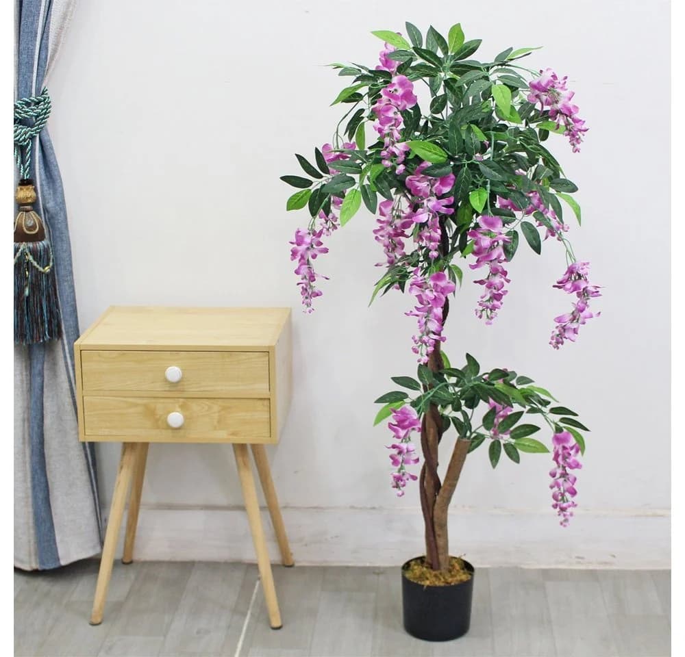 Decovego Kunstbaum Blauregen 120 cm mit Echtholz - Bild 3