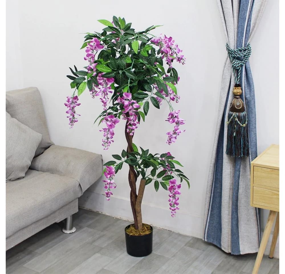 Decovego Kunstbaum Blauregen 120 cm mit Echtholz - Bild 4