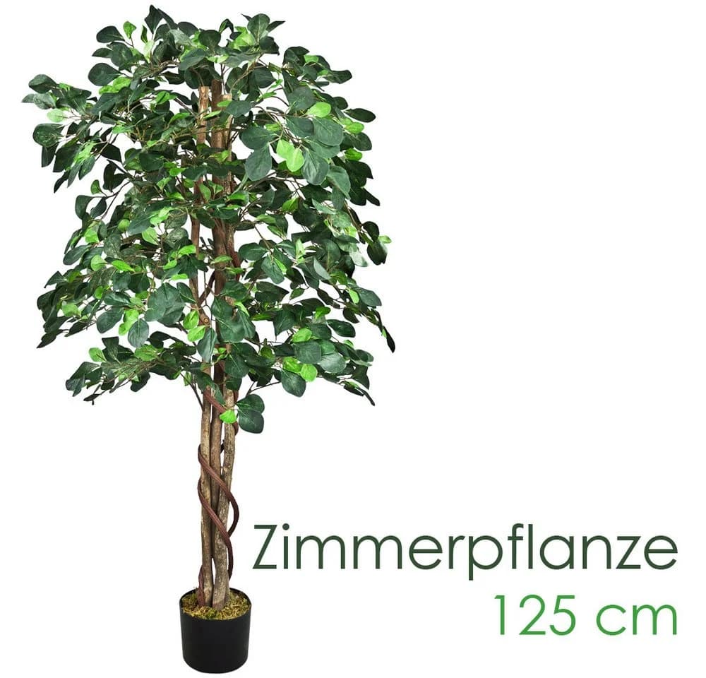 Decovego Kunstbaum Schefflera 125 cm mit Echtholz