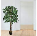 Decovego Kunstbaum Schefflera 125 cm mit Echtholz Bild 3