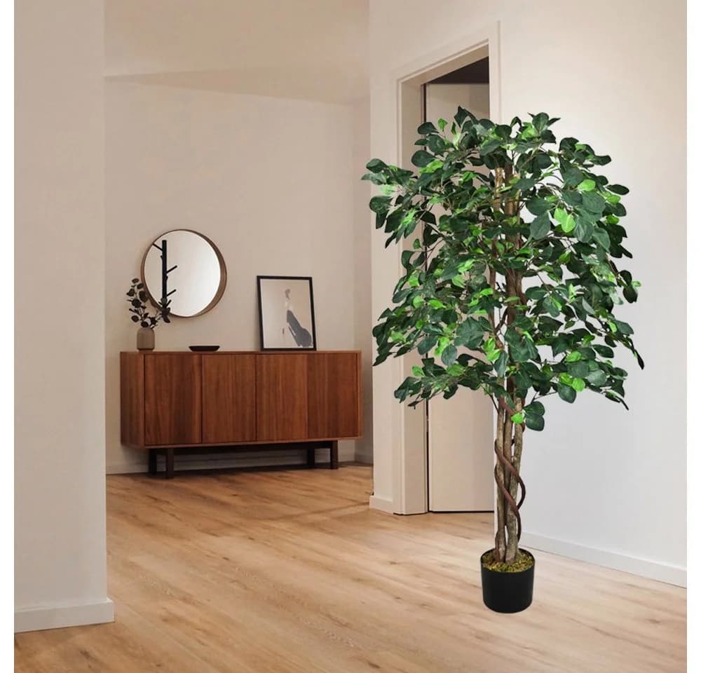 Decovego Kunstbaum Schefflera 125 cm mit Echtholz - Bild 4