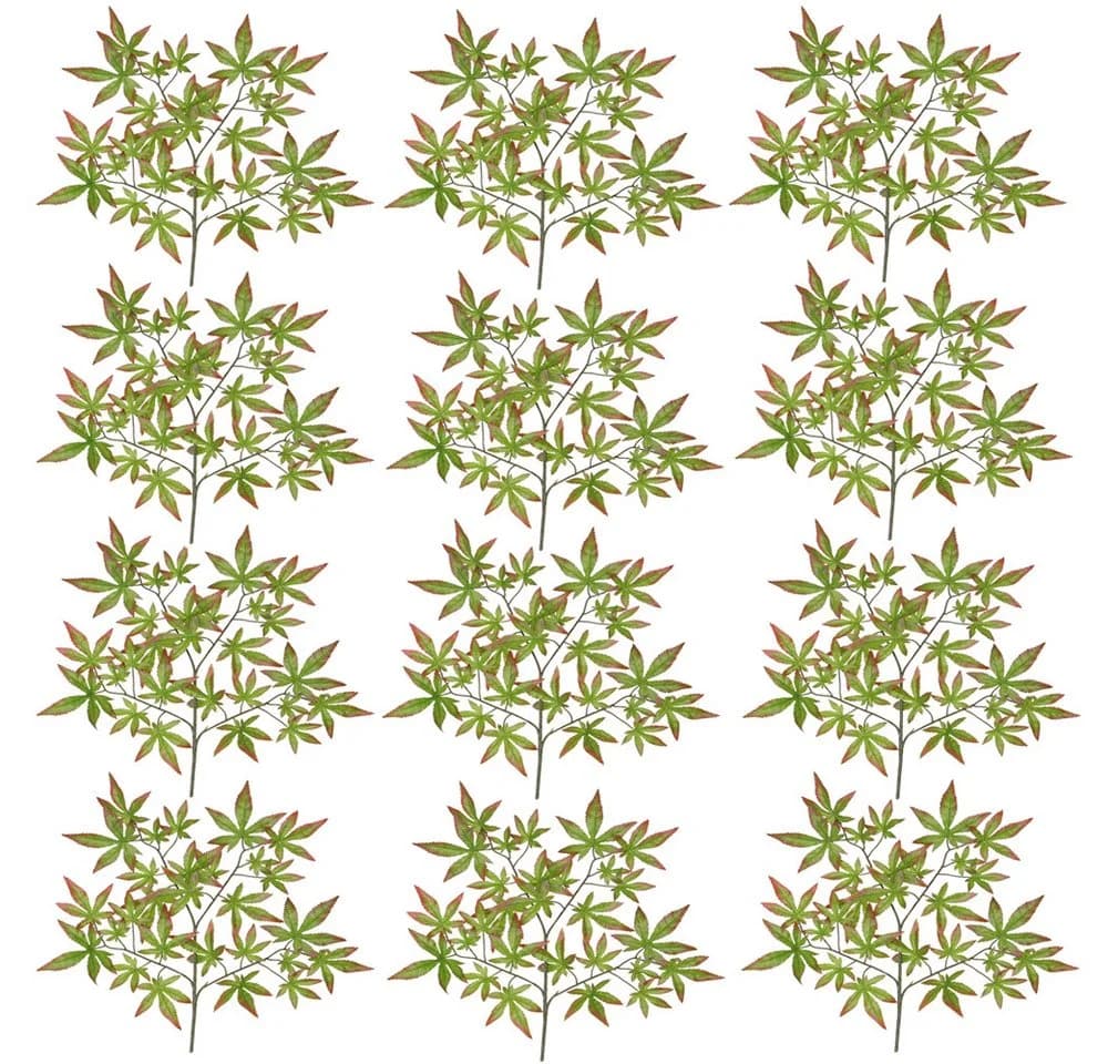 Decovego Künstlicher Ahornzweig Herbstfärbung 65 cm 12er Set