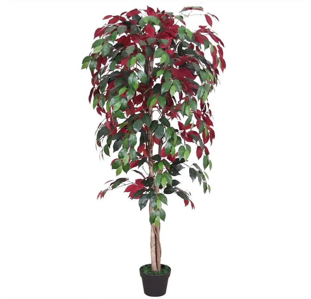 Decovego Kunstbaum Roter Ficus Benjamin 150 cm