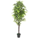 Decovego Kunstbaum Ficus 180 cm Grün mit Echtholz Bild 2