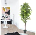 Decovego Kunstbaum Ficus 180 cm Grün mit Echtholz Bild 5