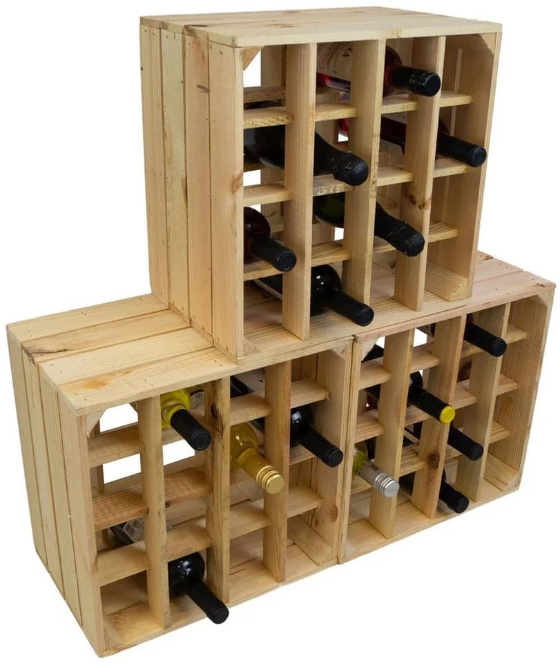 Kistenkolli Altes Land Weinregal 16er Natur Holz - Bild 4
