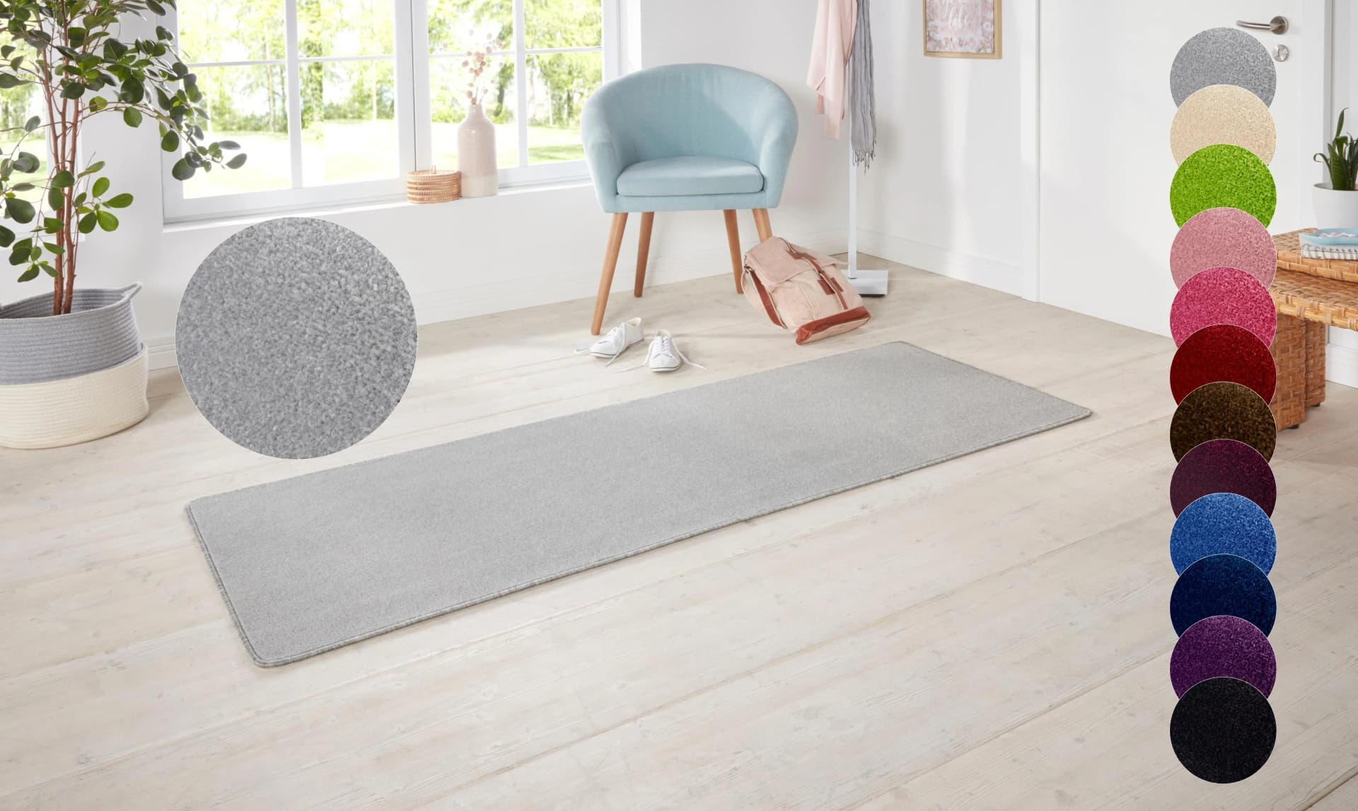 Hanse Home Teppich Shashi Silber Läufer Kurzflor Modern