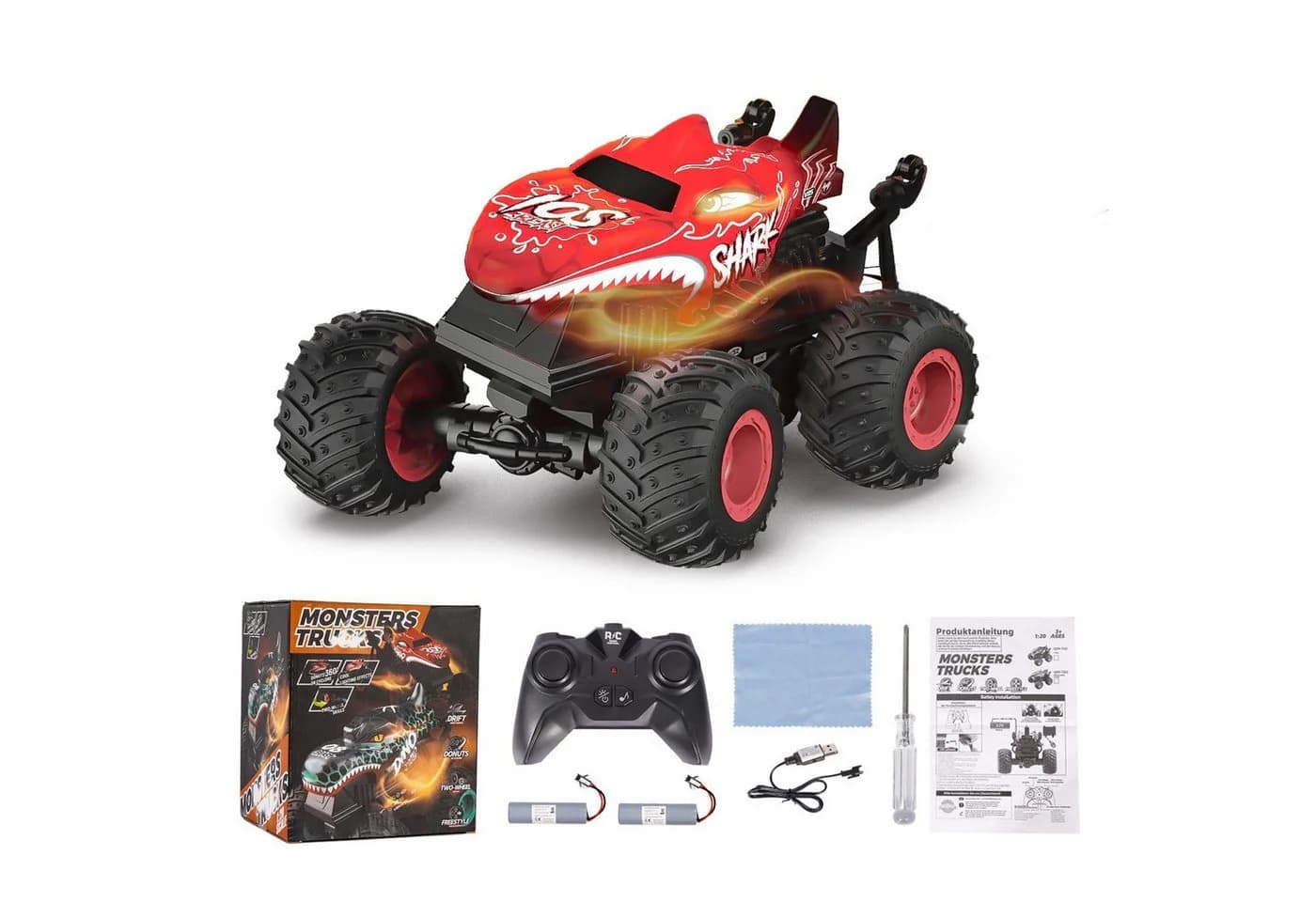 Esun RC Monstertruck Rot 2,4GHz 20km/h mit Tanzfunktion und LED-Licht - Bild 2