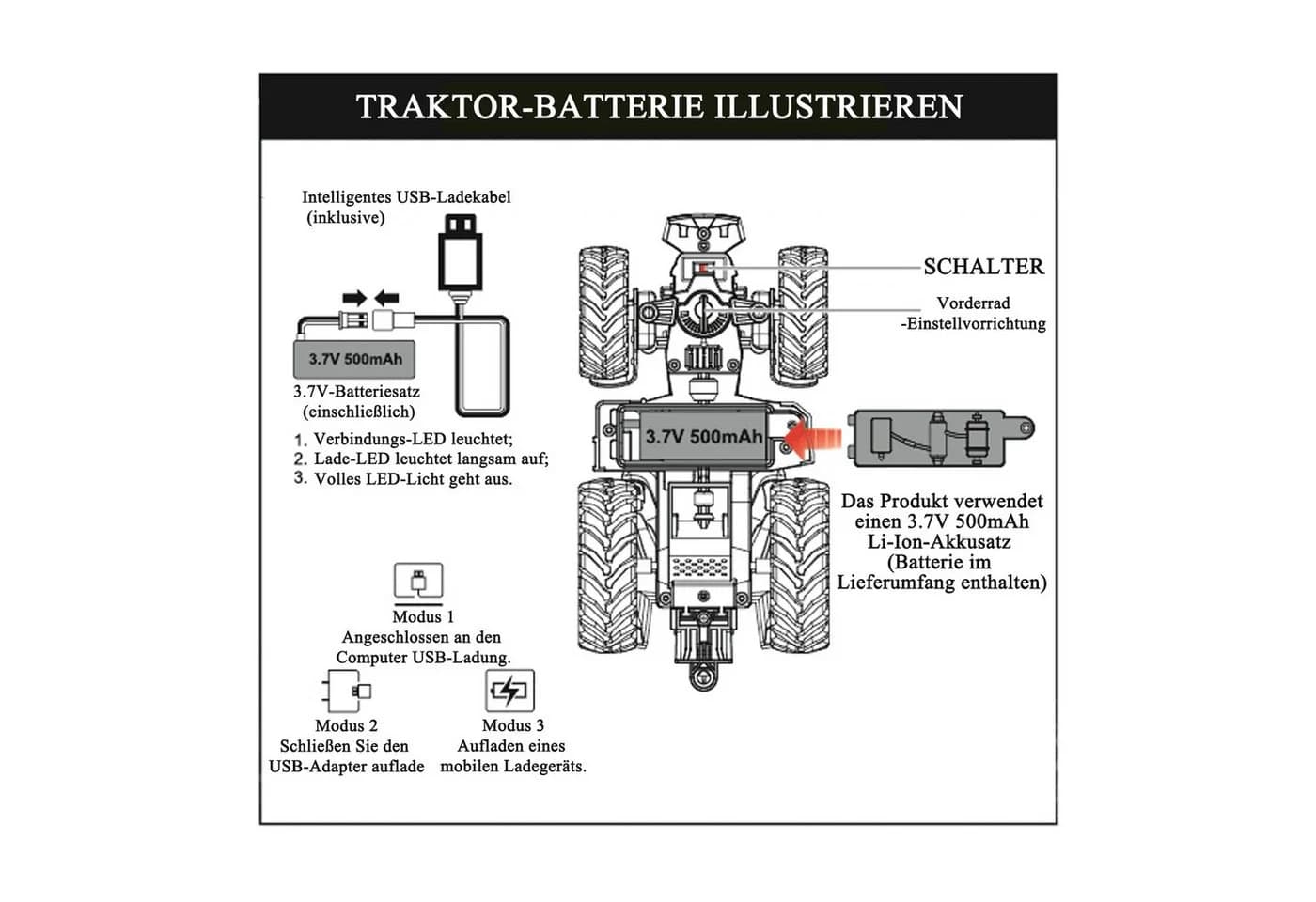 Esun Ferngesteuerter Traktor mit Frontschaufel, 6-Kanal, Licht & Sound - Bild 4