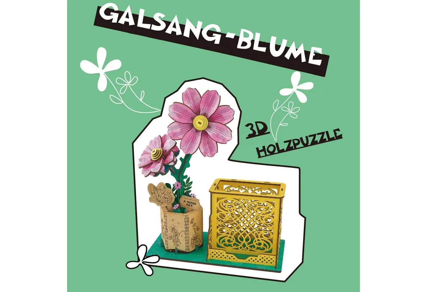 Esun 3D-Puzzle Holz DIY-Blume 85 Teile Rosa Heimdekoration - Bild 4