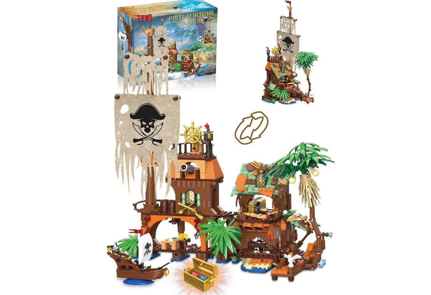 Esun Piratenschiff Wharf Bauspielzeug Mittelalterliches Piraten Bausteinset - Bild 2