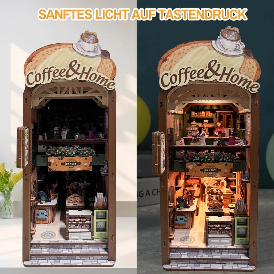 Esun 3D-Puzzle Book Nook KIT mit LED-Licht - DIY Buchstütze Miniatur Haus