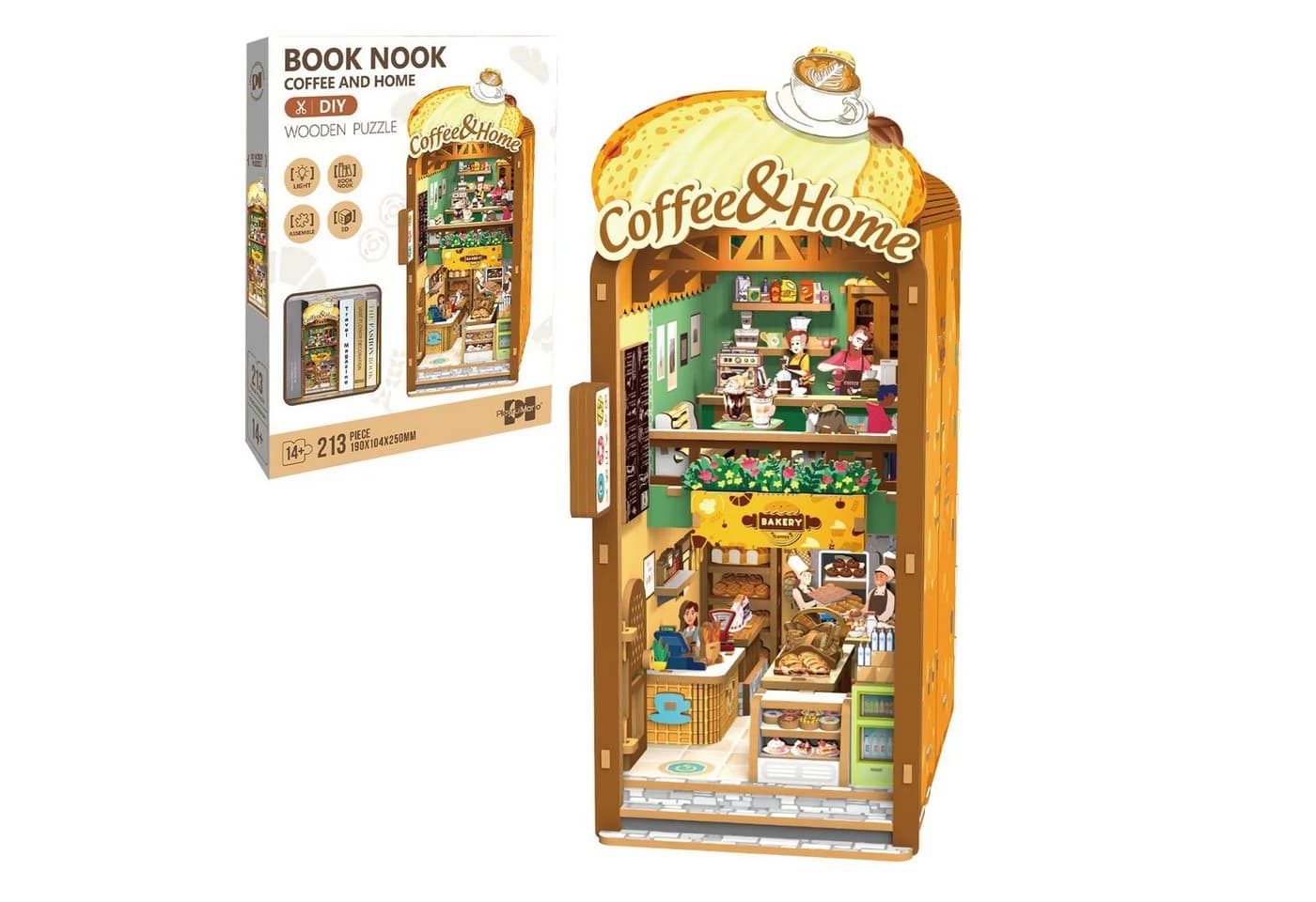 Esun 3D-Puzzle Book Nook KIT mit LED-Licht - DIY Buchstütze Miniatur Haus - Bild 2