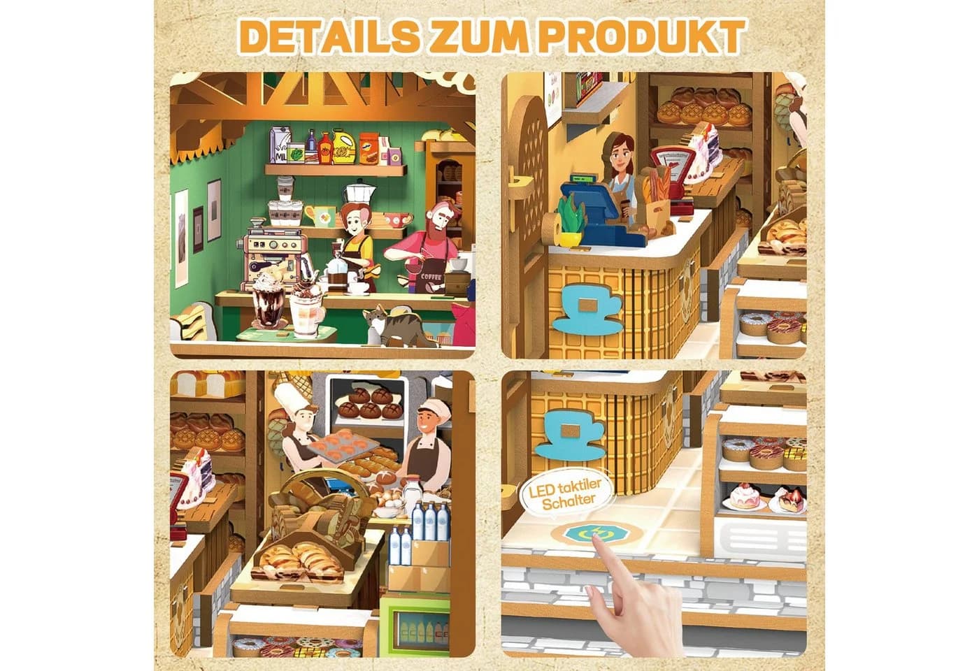 Esun 3D-Puzzle Book Nook KIT mit LED-Licht - DIY Buchstütze Miniatur Haus - Bild 3