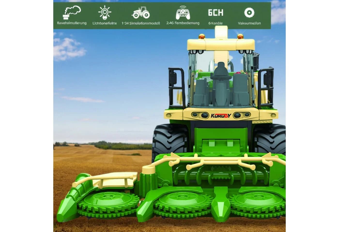 Esun RC-Traktor Ferngesteuerter Mähdrescher Gelb 1:24 - Bild 3