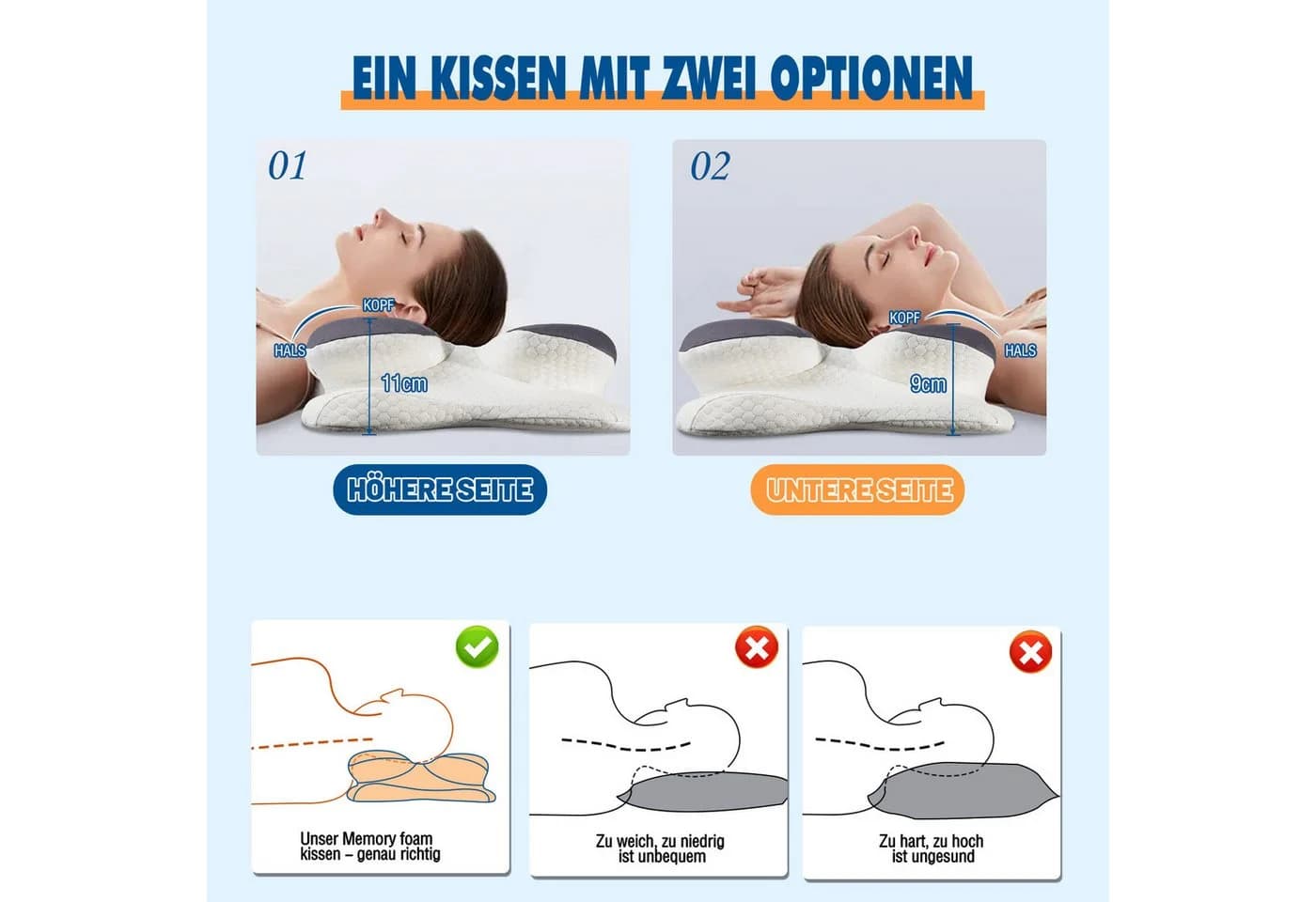 Esun Kopfkissen Nackenkissen Memory Foam Kissen Nackenstützkissen - Bild 5