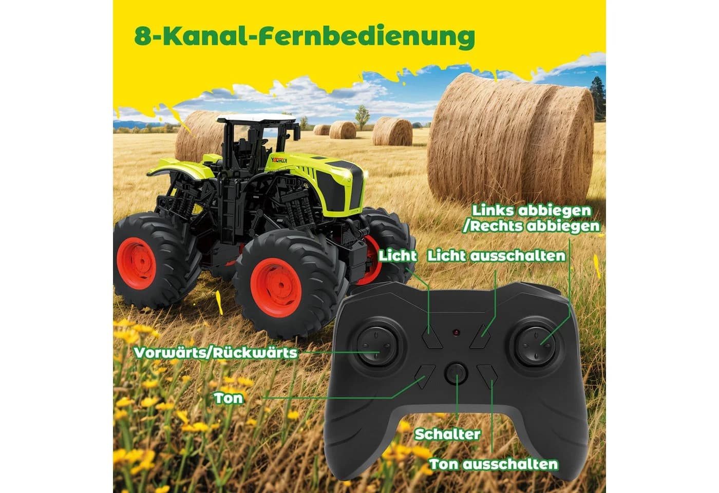 Esun RC-Traktor Ferngesteuert 1:16 mit Licht & Sound
